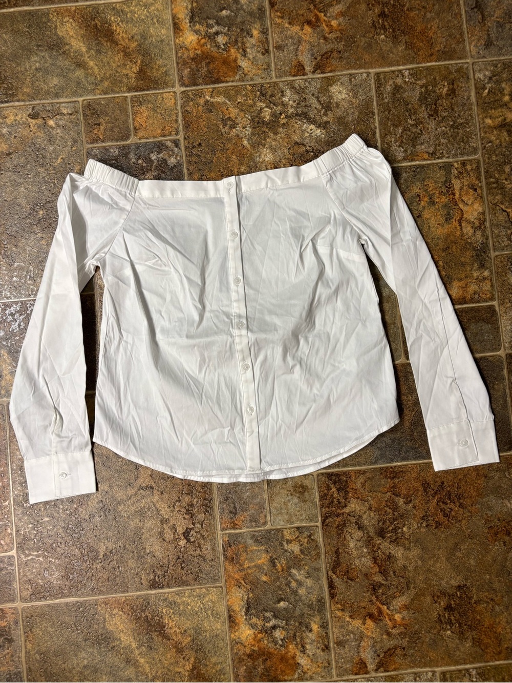 Express White Off-Shoulder Button-Front Women's Top